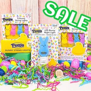 Easter Peeps Blue Bunny Shaped LED Nightlight & Peeps 3ft String Lights Set NEW